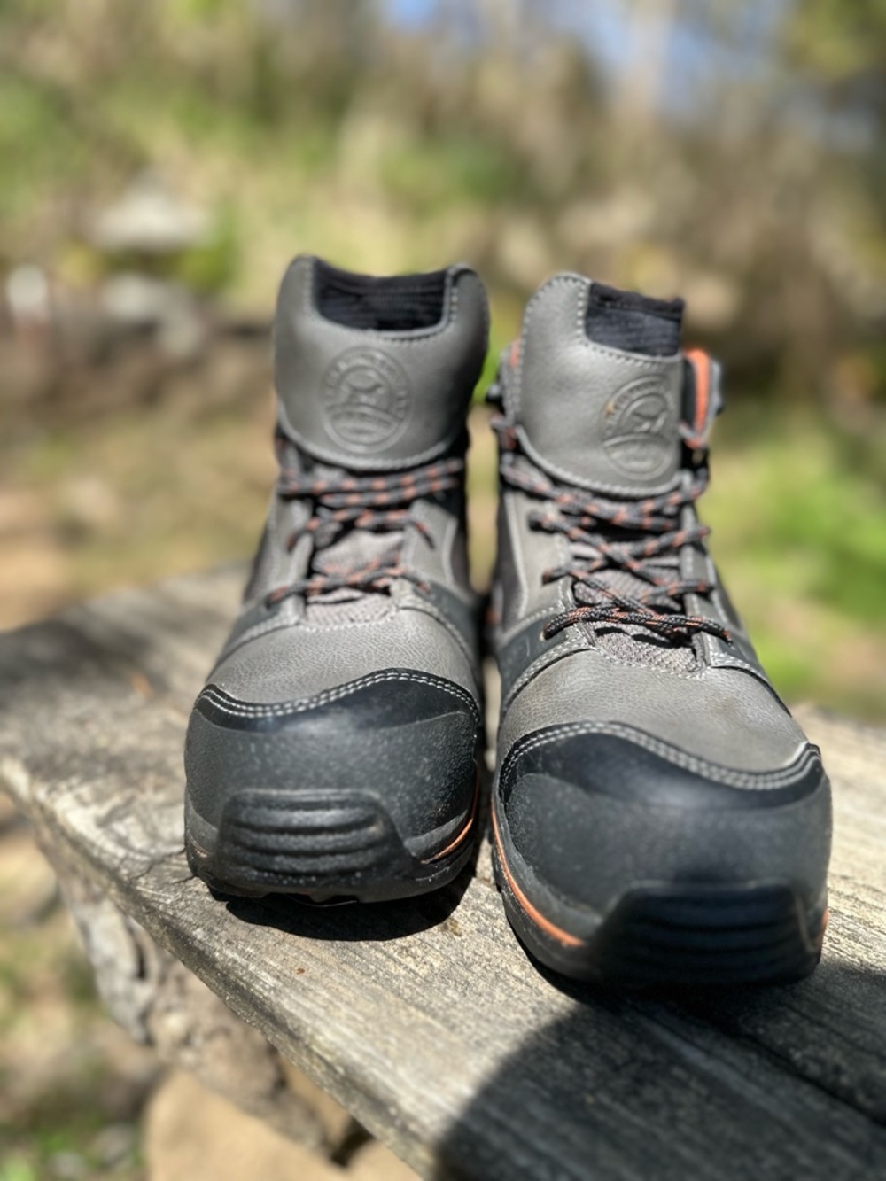 Irish Setter Men's Gray and Black Work Boots with Orange Accents